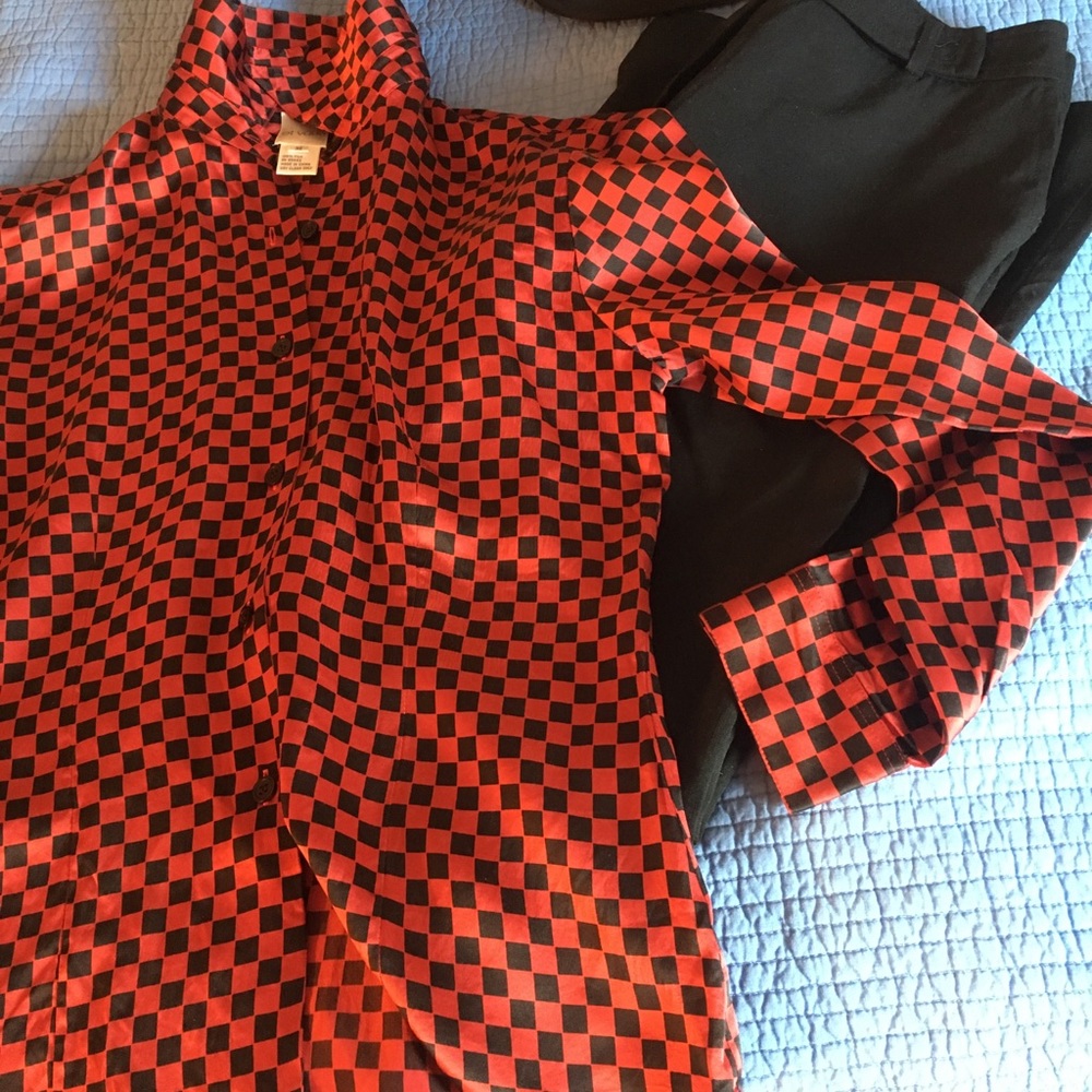 Et Vous checkered silk blouse